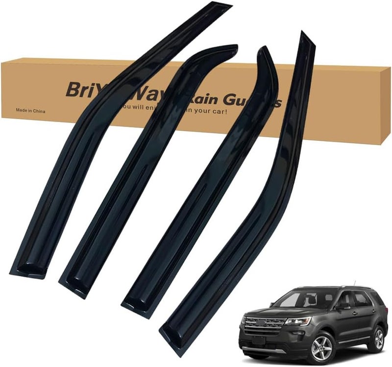 BriYorWay Vent Shades Rain Guards for Ford Explorer 2011 2012 2013 2014 2015 2016 2017 2018 2019 Accessories, for Ford Explorer Window Deflectors Window Visors - Image 1